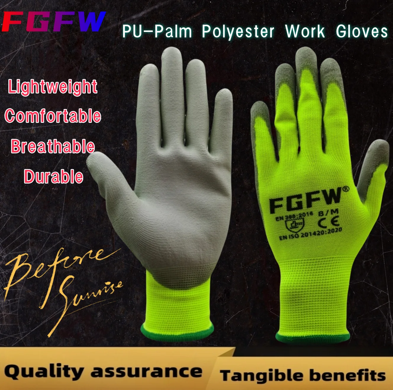 PU Coated Work Gloves 10 Pairs Lightweight Safety Gloves EN388 Certified - Image 3