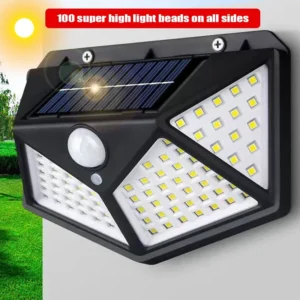 100 LED Solar Motion Sensor Wall Light Outdoor Waterproof Garden Lamp