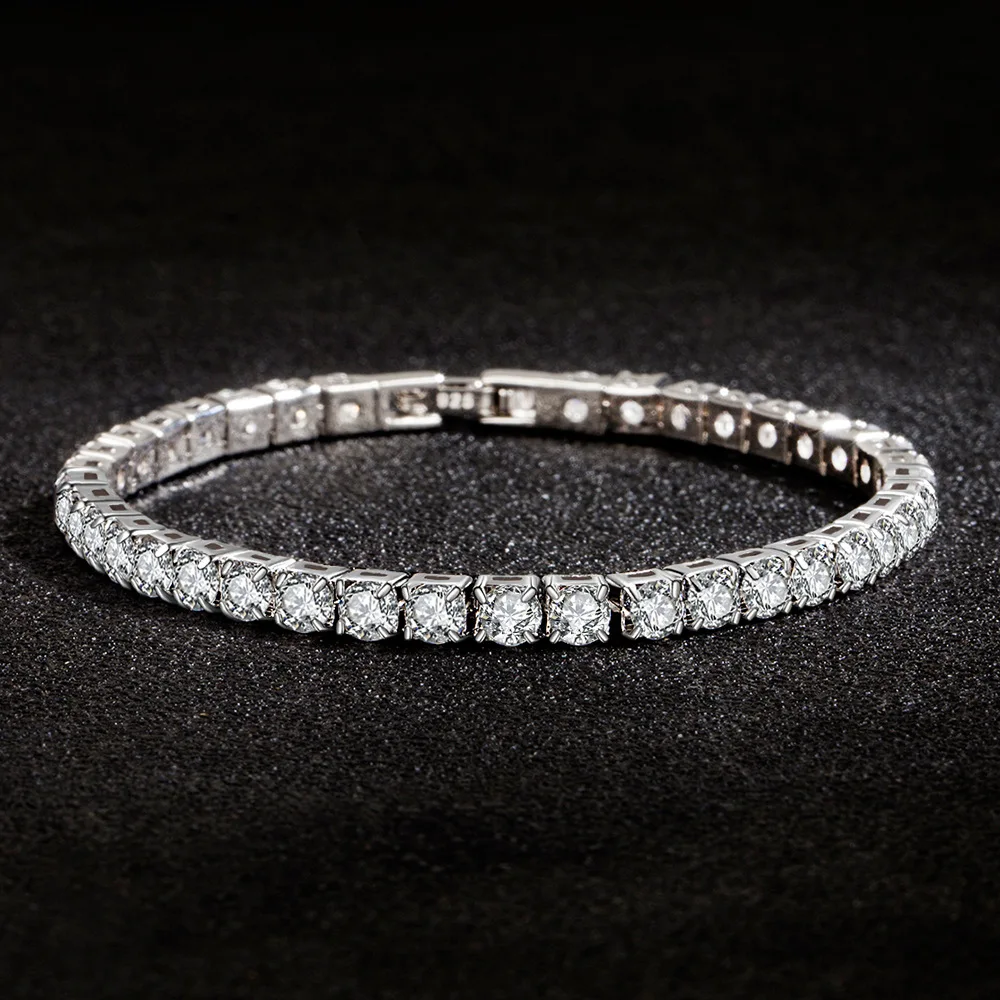 925 Silver Tennis Bracelet Zircon Women 4mm Adjustable 16-20cm Jewelry - Image 3