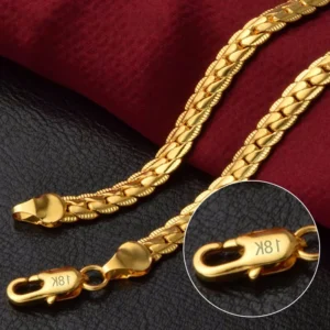 925 Silver 18K Gold 6mm Chain Necklace 16-24in + 20cm Bracelet