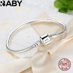 925 Sterling Silver Snake Chain Bracelet 16-23cm Smooth Charm Women