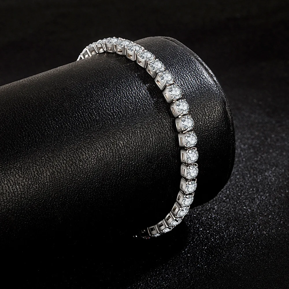925 Silver Tennis Bracelet Zircon Women 4mm Adjustable 16-20cm Jewelry - Image 2